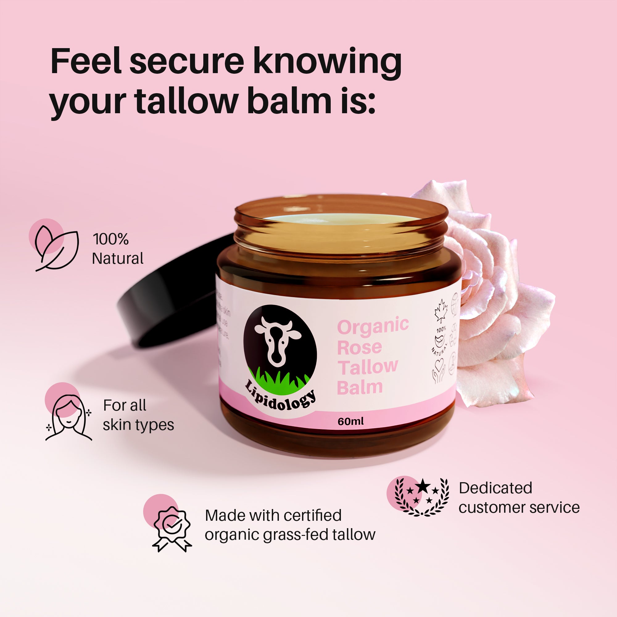 Organic Rose Tallow Balm, 60 ml