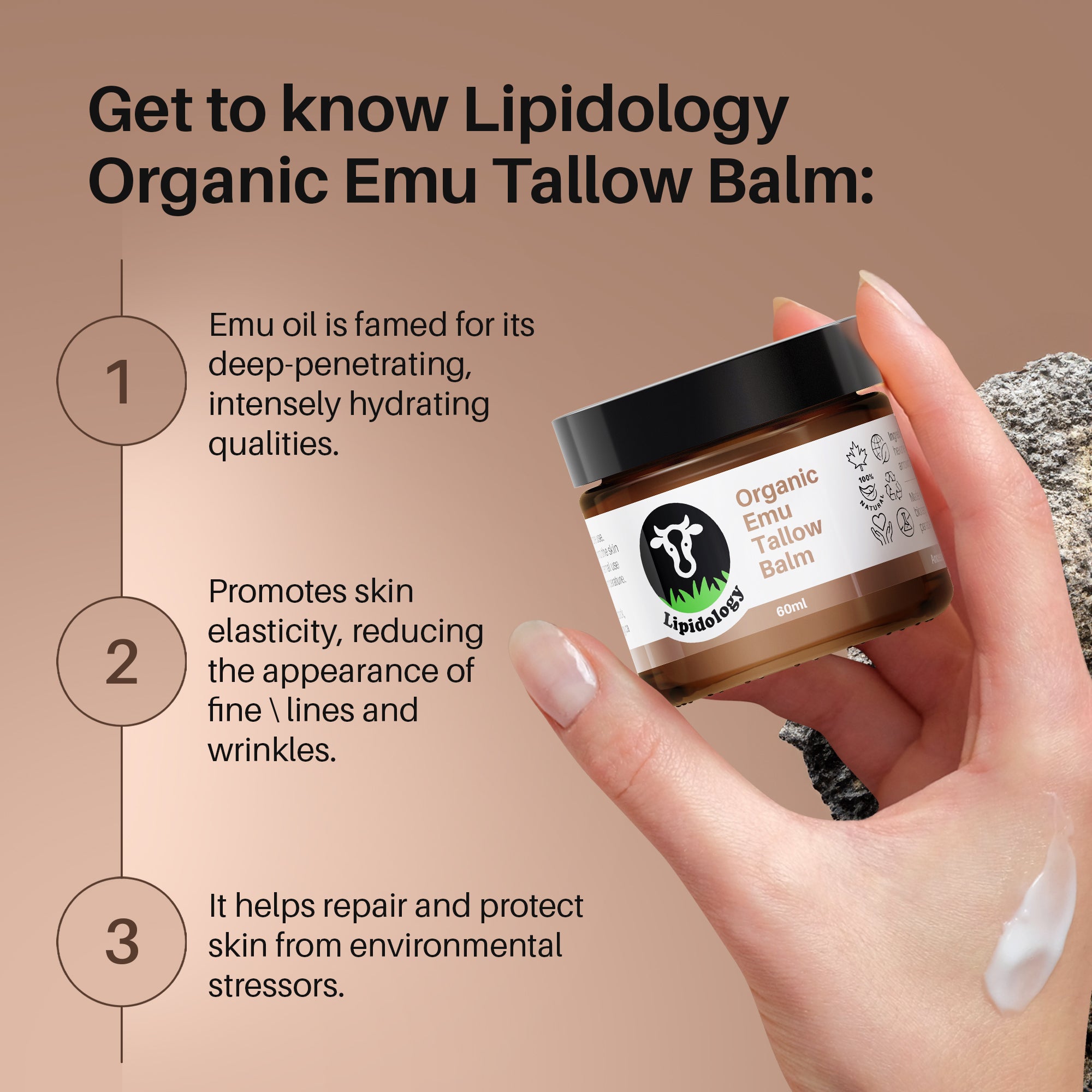 Organic Emu Tallow Balm, Unscented, 60 ml