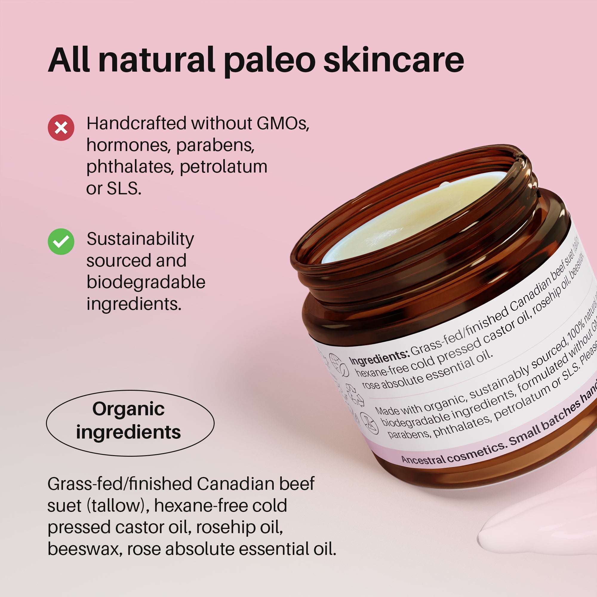 Organic Rose Tallow Balm, 60 ml