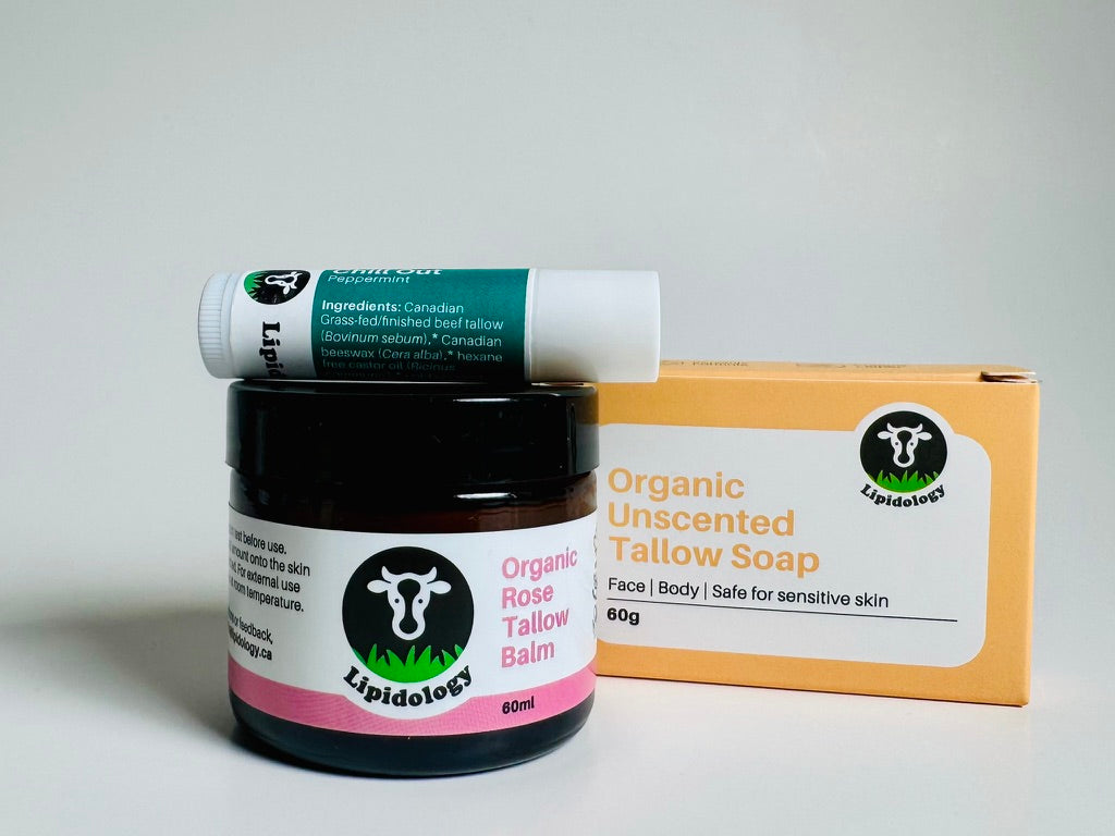 Lip Balm, Rose Tallow Balm & Unscented Soap Bundle