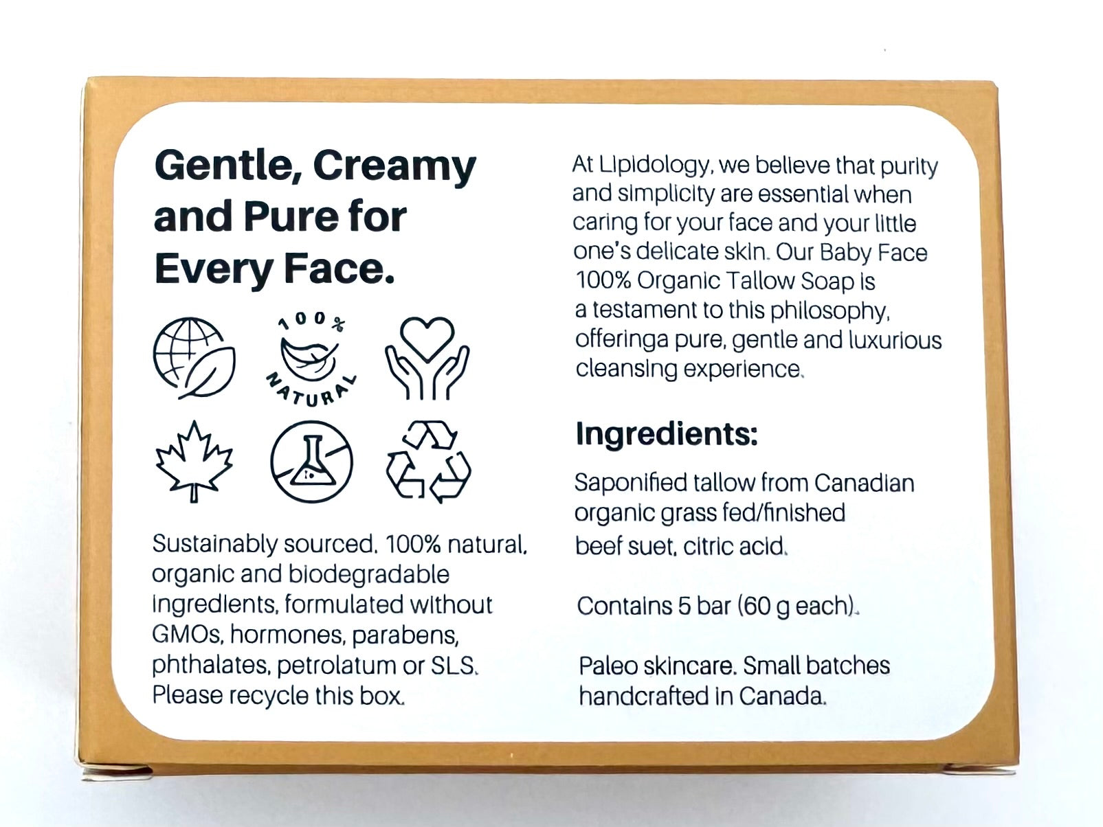 Baby Face: Organic Tallow Face Soap 60g each, 5 PACK-Discover the best beef tallow for skin with Lipidology, your premier source for tallow skincare in Canada. Our premium beef tallow-based products nourish and rejuvenate for healthier, glowing skin.