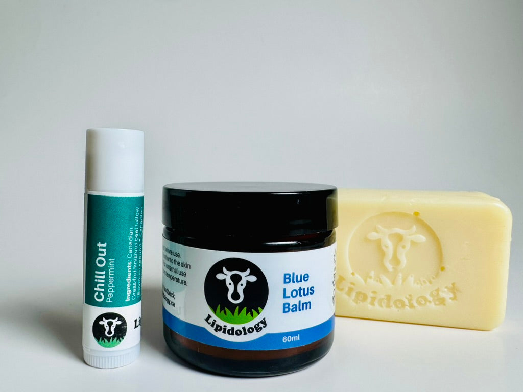 Unscented Soap, Lip Balm & Blue Lotus Balm Bundle