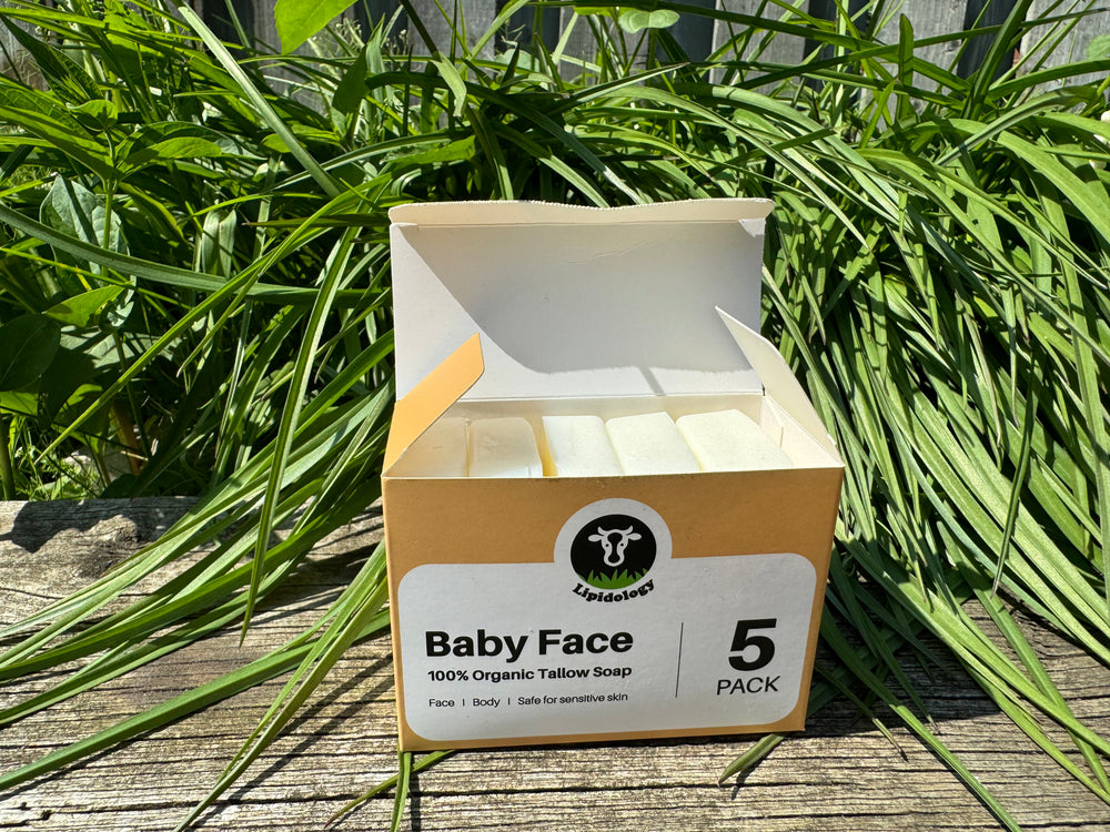 Baby Face: Organic 100% Tallow Face Soap 60g each, 5 PACK