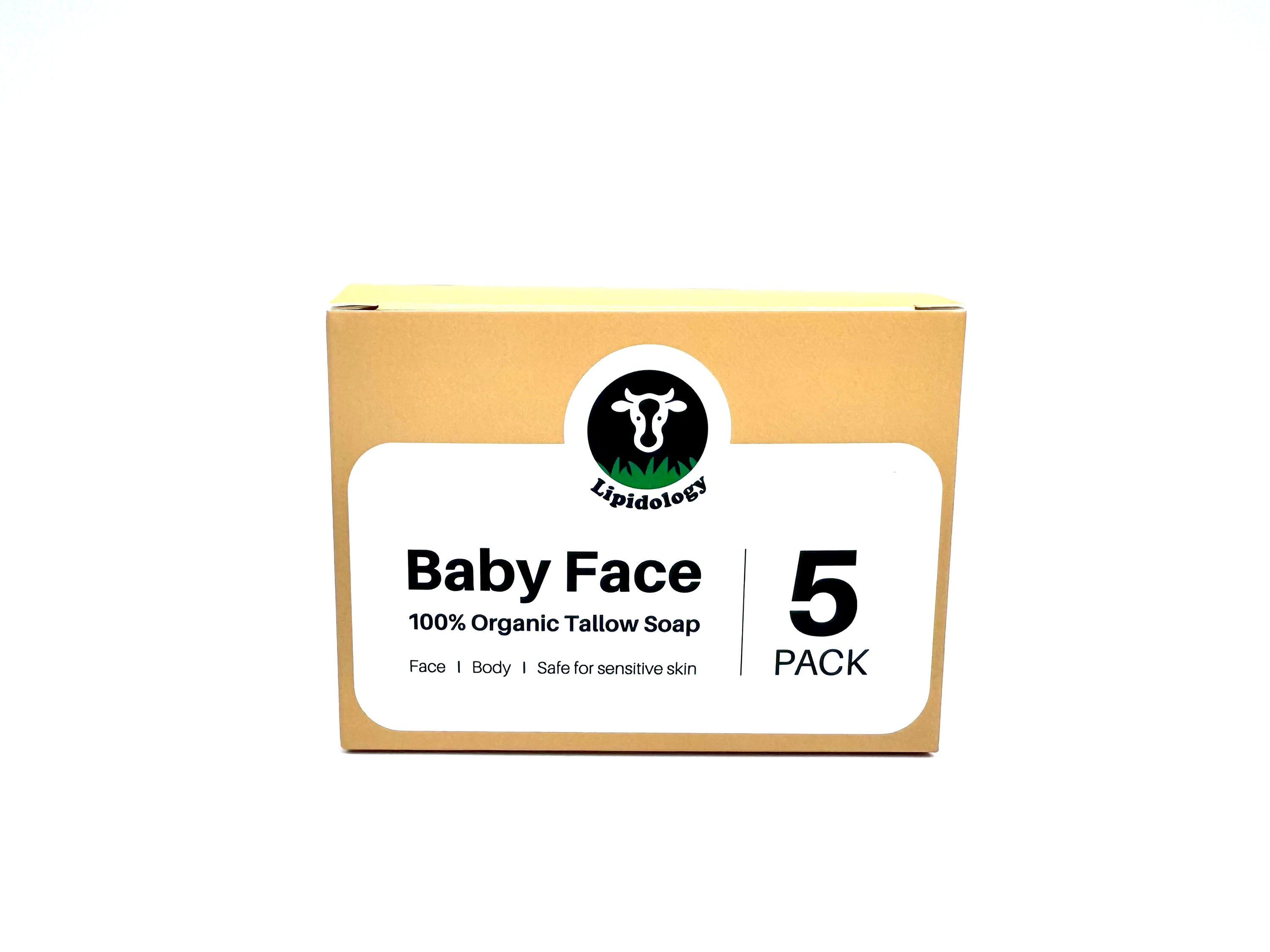 Baby Face: Organic Tallow Face Soap 60g each, 5 PACK