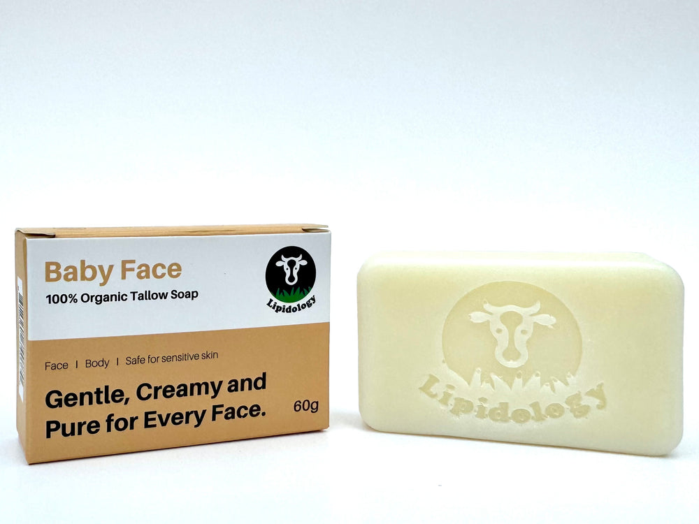 Baby Face Organic Tallow Soap-Discover the best beef tallow for skin with Lipidology, your premier source for tallow skincare in Canada. Our premium beef tallow-based products nourish and rejuvenate for healthier, glowing skin.