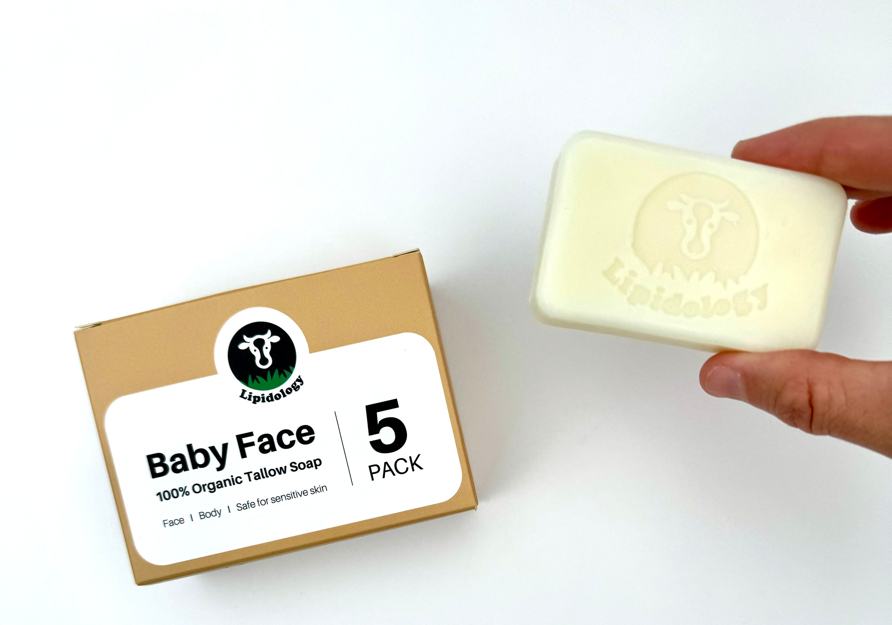 Baby Face: Organic Tallow Face Soap 60g each, 5 PACK