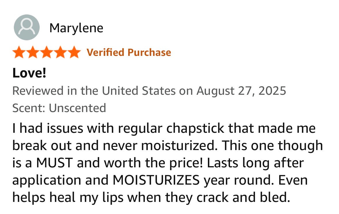 Organic Nude Tallow Lip Balm 3 PACK, Unscented, 12.75 g