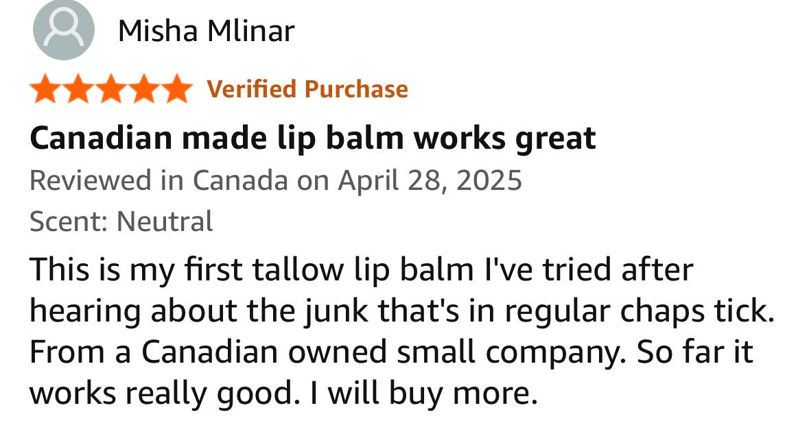 Organic Nude Tallow Lip Balm 3 PACK, Unscented, 12.75 g